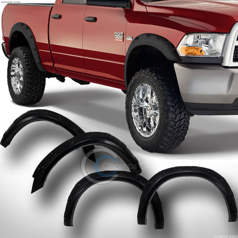 BLK BOSS POCKET STYLE FENDER FLARES KIT WHEEL COVER 4P 2010+ DODGE RAM 2500/3500