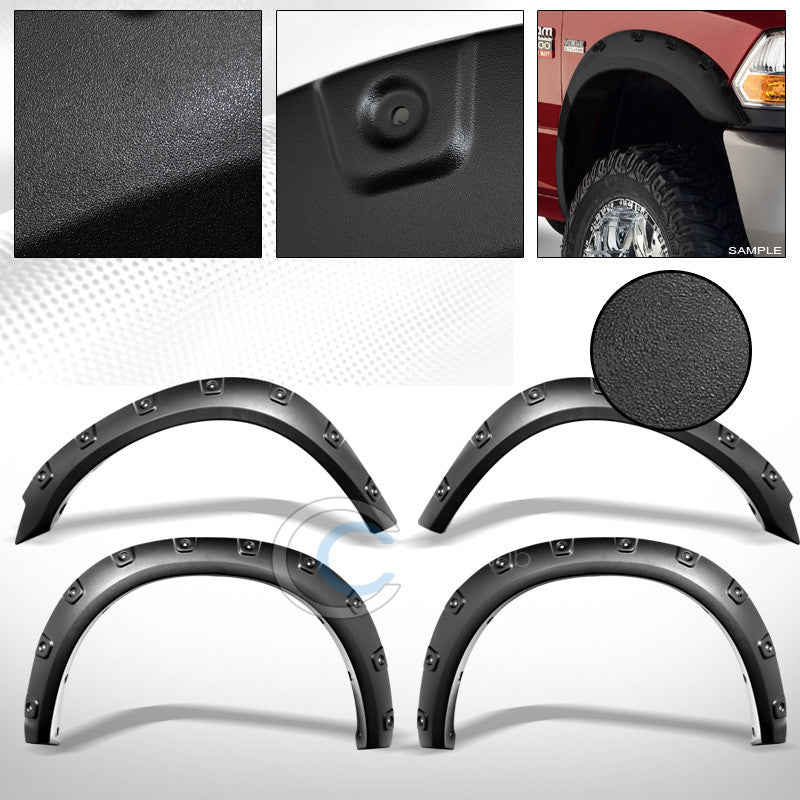 SANDBLAST BLACK BOSS POCKET RIVET STYLE FENDER FLARES COVERS 10-16 RAM 2500/3500