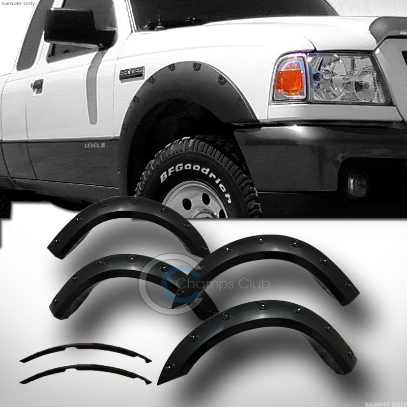 BLACK BOSS POCKET RIVET STYLE FENDER FLARES WHEEL COVER 6PC 93-98-11 FORD RANGER