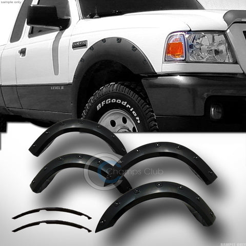 BLACK BOSS POCKET RIVET STYLE FENDER FLARES WHEEL COVER 6PC 93-98-11 FORD RANGER