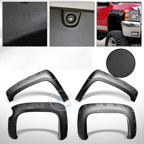 SANDBLAST BLK BOSS POCKET RIVET STYLE FENDER FLARE COVER 07-13 SILVERADO 1500 SB