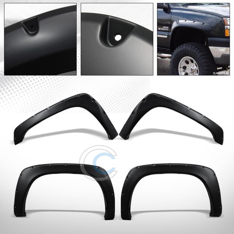 MATTE BLACK POCKET STYLE FENDER FLARES JR 99-07 SILVERADO/SUBURBAN/SIERRA/YUKON