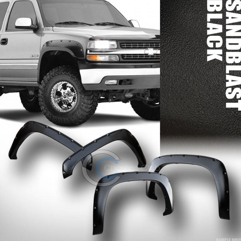 SANDBLAST BLACK POCKET RIVET STYLE FENDER FLARES COVER ES 99-07 SILVERADO/SIERRA