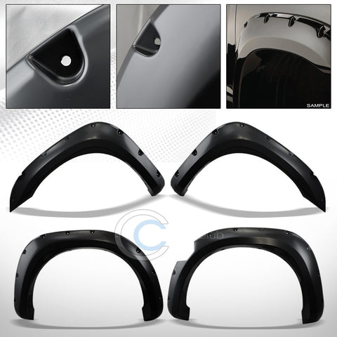 BLACK POCKET RIVET STYLE FENDER FLARE KIT WHEEL COVER 4PC FOR 04-15 NISSAN TITAN