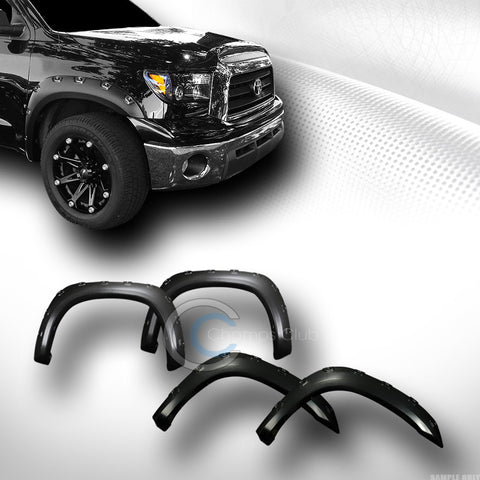BLK BOSS POCKET RIVET STYLE FENDER FLARES KIT WHEEL COVER 4P 07-13 TOYOTA TUNDRA