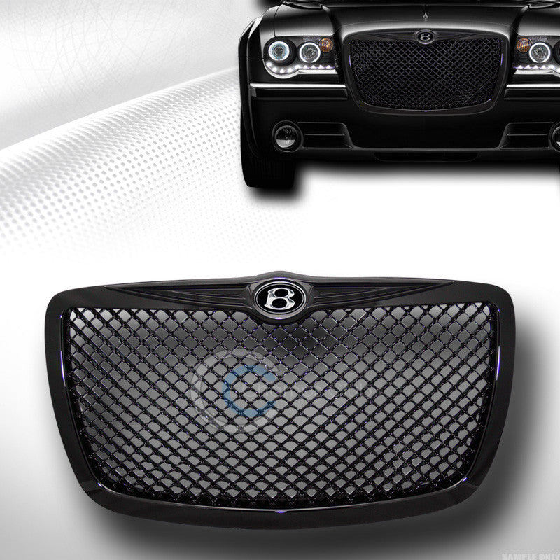 BLK VIP MESH FRONT HOOD BUMPER GRILL GRILLE+B EMBLEM 2004-2010 CHRYSLER 300 300C