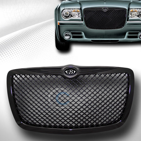 BLK MESH FRONT HOOD BUMPER GRILL GRILLE+EMBLEM WING 2004-2010 CHRYSLER 300 300C