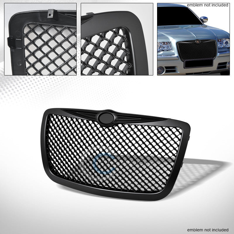 MATTE BLACK MESH FRONT HOOD BUMPER GRILL GRILLE COVER 04/05-10 CHRYSLER 300 300C