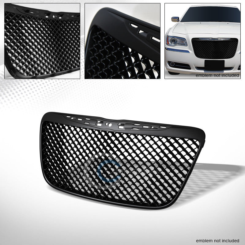 MATTE BLK MESH FRONT HOOD BUMPER GRILL GRILLE COVER ABS 11-14 CHRYSLER 300 300C