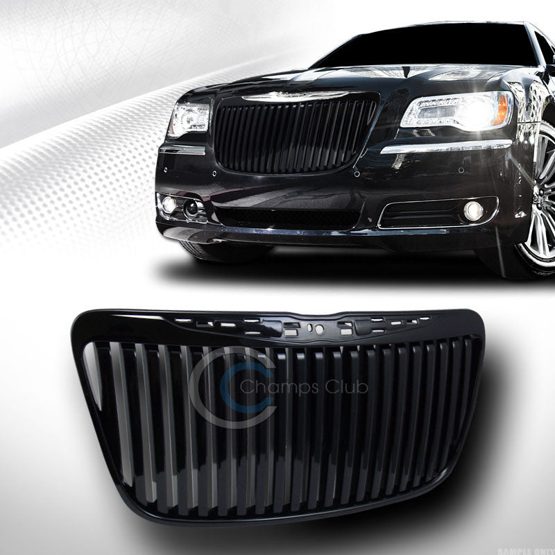 BLACK VERTICAL FRONT HOOD BUMPER GRILL GRILLE COVER ABS 11-14 CHRYSLER 300 300C