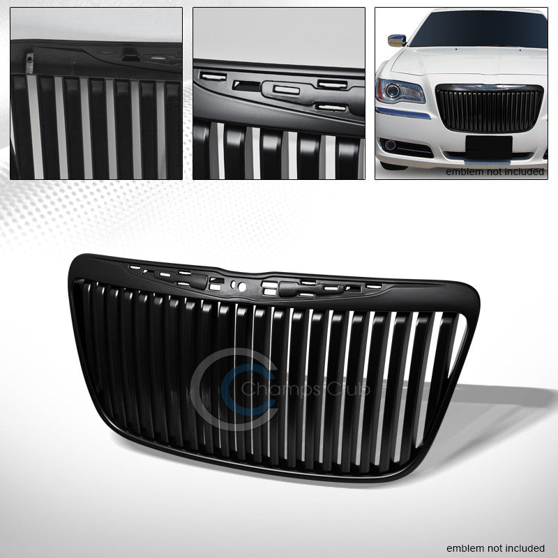 MATTE BLK VERTICAL FRONT HOOD BUMPER GRILL GRILLE COVER 11-14 CHRYSLER 300 300C