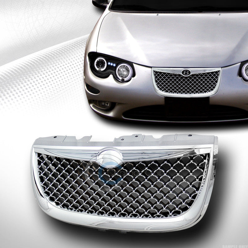 CHROME SPORT MESH FRONT HOOD BUMPER GRILL GRILLE COVER ABS 99-04 CHRYSLER 300M