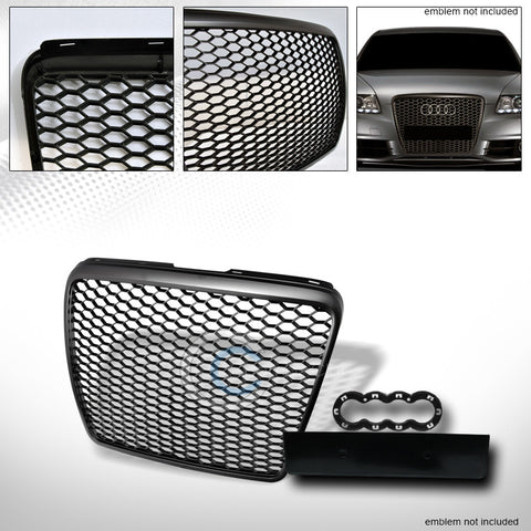 MATTE BLACK RS HONEYCOMB MESH FRONT HOOD BUMPER GRILL GRILLE 08-11 AUDI A6/S6 C6