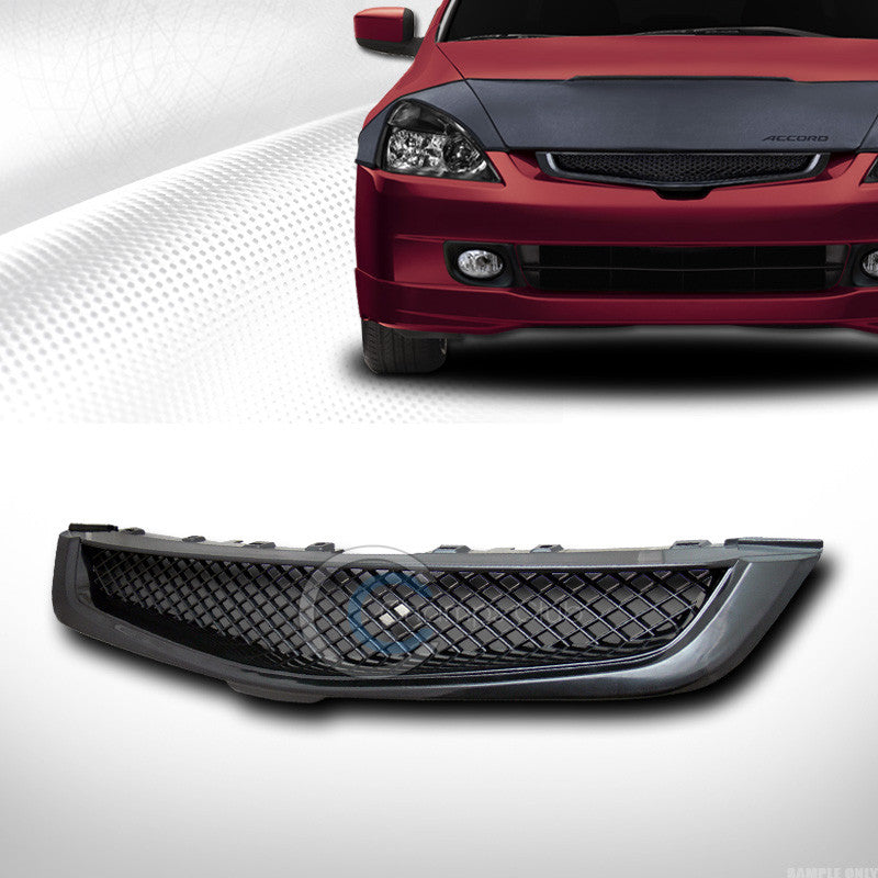BLK T-R MESH FRONT HOOD BUMPER GRILL GRILLE COVER ABS 03-05 HONDA ACCORD 4D/4DR