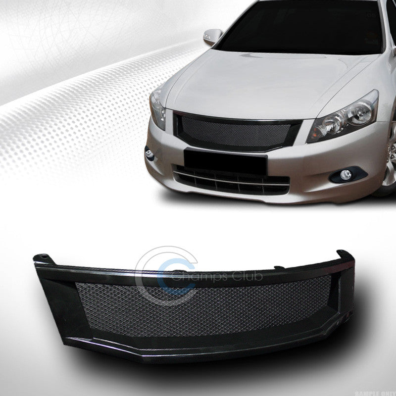 BLACK ALUMINUM MESH FRONT HOOD BUMPER GRILL GRILLE COVER ABS 08-10 ACCORD 4D 4DR