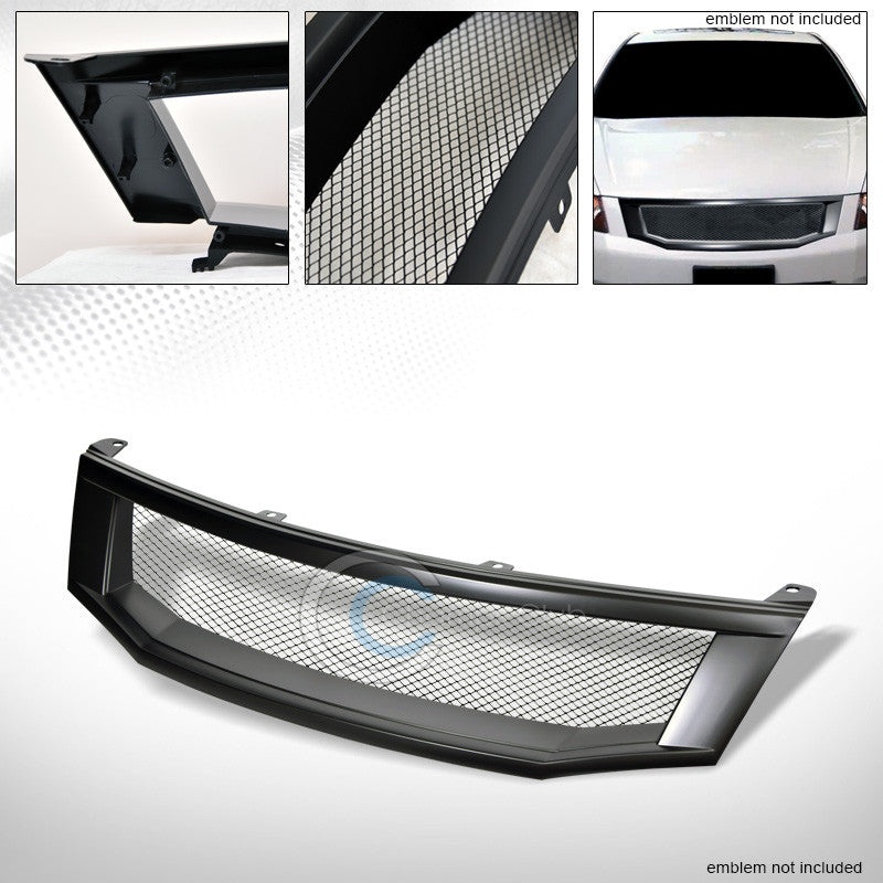MATTE BLK ALUMINUM MESH FRONT HOOD BUMPER GRILL GRILLE 08-10 HONDA ACCORD 4D/4DR