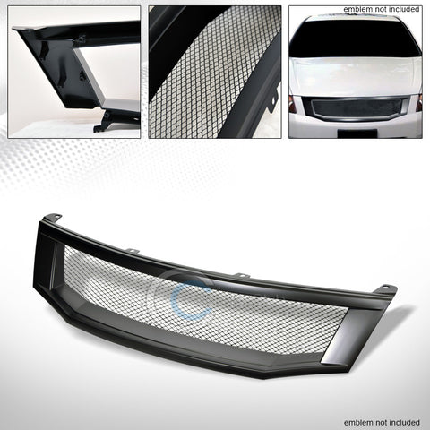 MATTE BLK ALUMINUM MESH FRONT HOOD BUMPER GRILL GRILLE 08-10 HONDA ACCORD 4D/4DR
