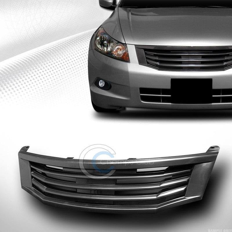 BLK MU STYLE BADGELESS FRONT HOOD BUMPER GRILL GRILLE 2008-2010 HONDA ACCORD 4DR