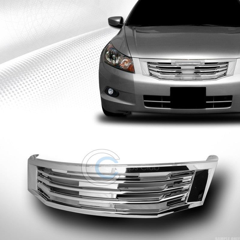 CHROME MU STYLE FRONT HOOD BUMPER GRILL GRILLE ABS 2008-2010 HONDA ACCORD 4D/4DR