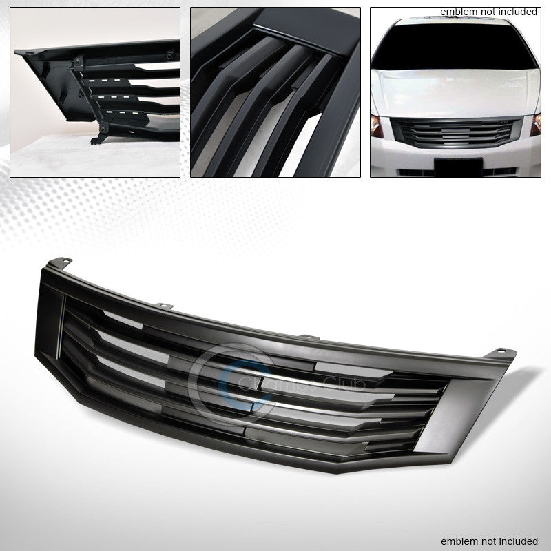 MATTE BLK MU TYPE FRONT HOOD BUMPER GRILL GRILLE 08-10 HONDA ACCORD 4D/4DR SEDAN