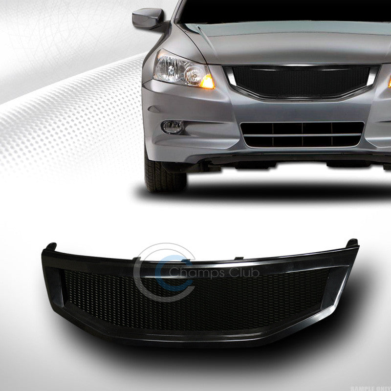 BLK ALUMINUM MESH FRONT HOOD BUMPER GRILL GRILLE 2011-2012 HONDA ACCORD 4D/4DR R