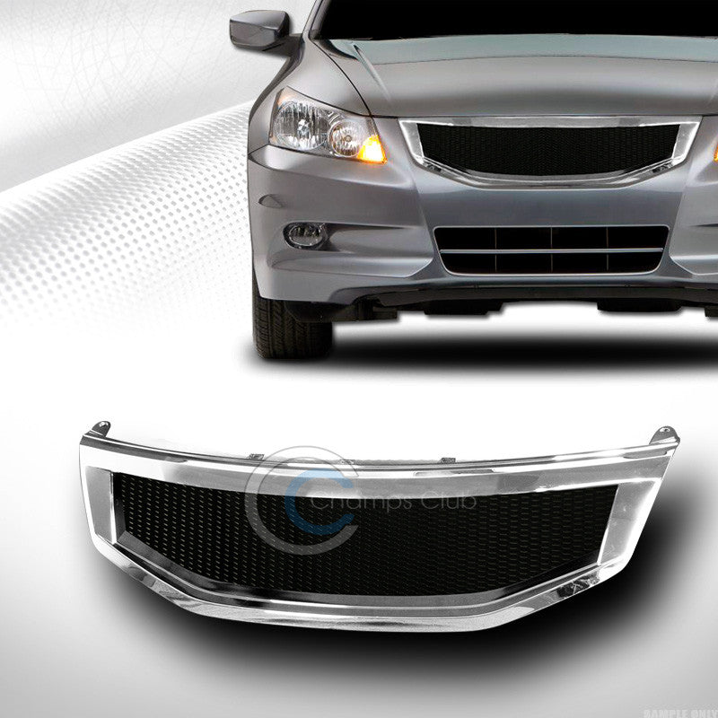 CHROME ALUMINUM MESH FRONT HOOD BUMPER GRILL GRILLE 2011-2012 HONDA ACCORD 4DR R