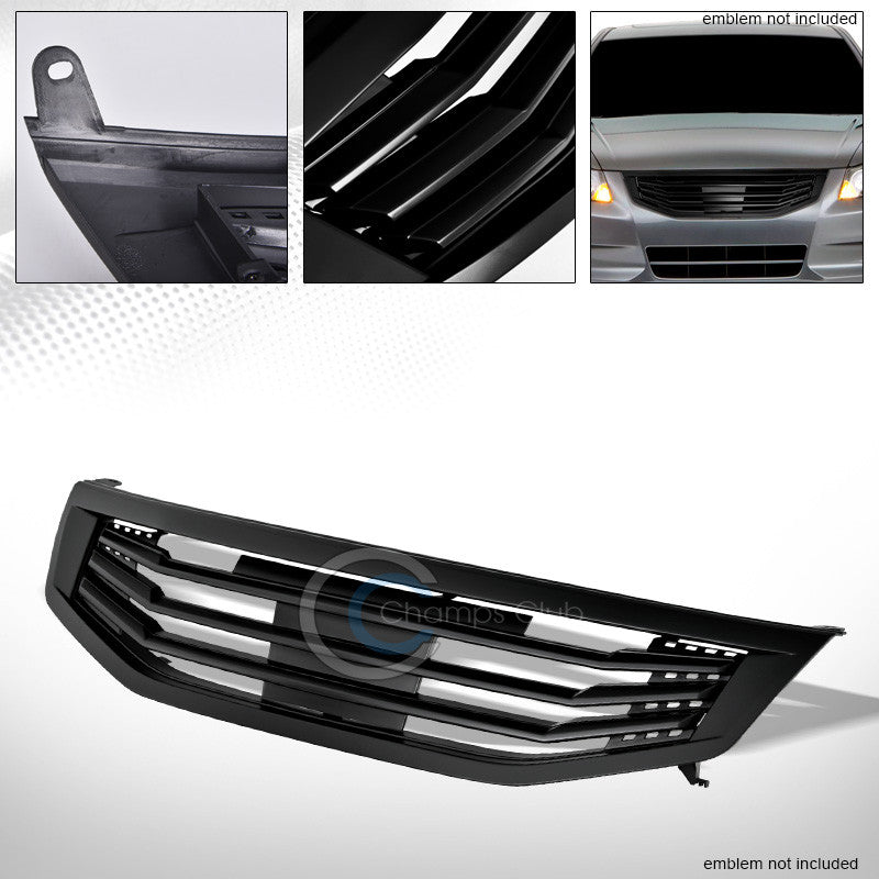 MATTE BLK MU FRONT HOOD BUMPER GRILL GRILLE COVER ABS 11-12 HONDA ACCORD 4D/4DR