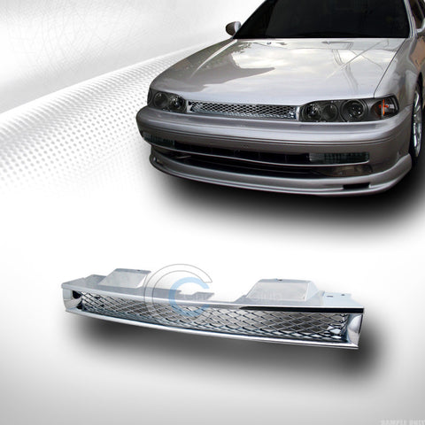 JDM CHROME MESH FRONT HOOD BUMPER GRILL GRILLE GUARD ABS 1990-1993 HONDA ACCORD