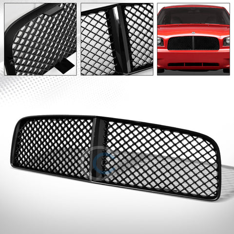 MATTE BLACK HONEYCOMB MESH FRONT HOOD BUMPER GRILL GRILLE 05/06-10 DODGE CHARGER