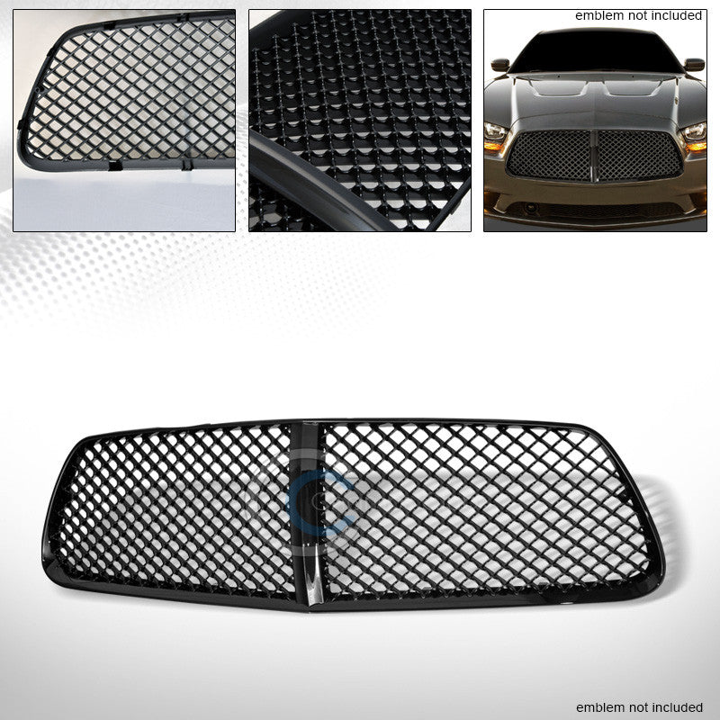 NEW SPORT BLACK MESH FRONT BUMPER GRILL GRILLE COVER ABS FOR 11-14 DODGE CHARGER