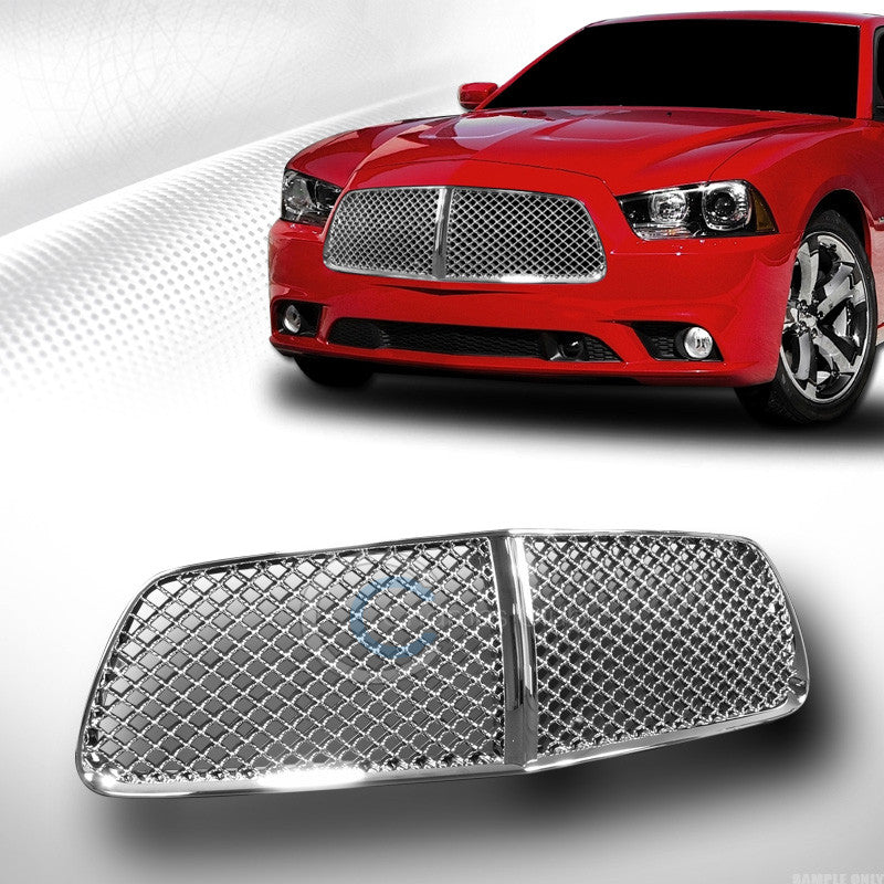 EURO CHROME VIP MESH FRONT HOOD BUMPER GRILL GRILLE COVER ABS 11+ DODGE CHARGER