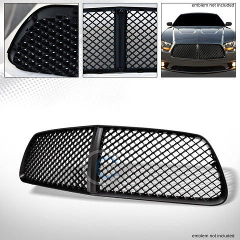 EURO MATTE BLK VIP MESH FRONT HOOD BUMPER GRILL GRILLE COVER 11-14 DODGE CHARGER