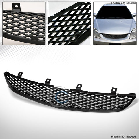 JDM-R MATTE BLK MESH FRONT HOOD GRILL GRILLE 02-05 HONDA CIVIC SI EP3 HATCHBACK