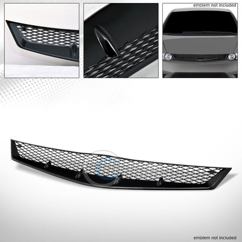 BLACK R-SPORT MESH TYPE FRONT HOOD BUMPER GRILL GRILLE 06-08 HONDA CIVIC 2D 2DR