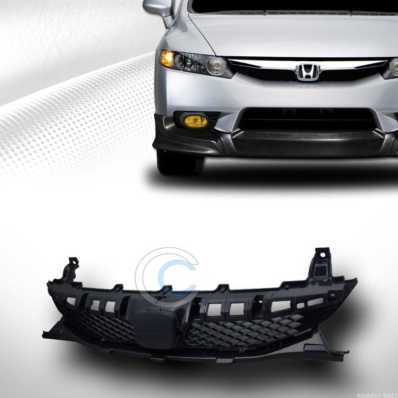 BLK MESH FRONT HOOD BUMPER GRILL GRILLE COVER ABS 09-11 HONDA CIVIC 4D 4DR SEDAN