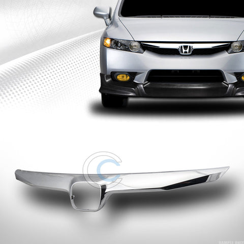 CHROME FRONT HOOD GRILL GRILLE PLASTIC MOLDING COVER 09-11 HONDA CIVIC 4DR SEDAN