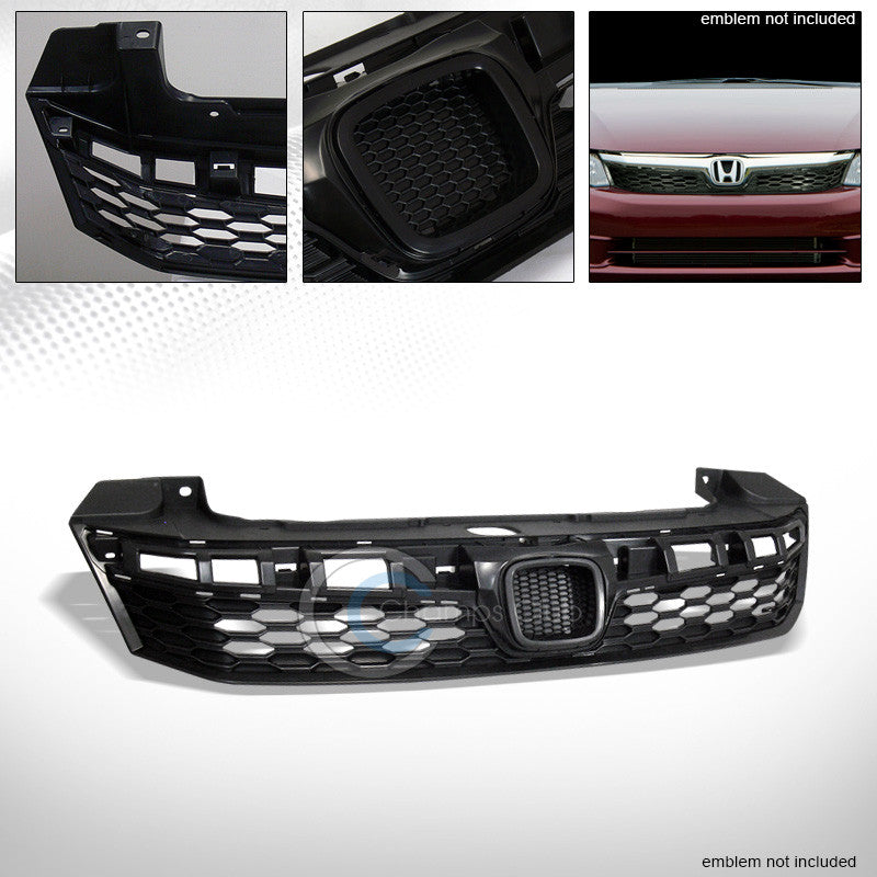 BLACK MESH SI STYLE FRONT BUMPER HOOD GRILL GRILLE CONVERSION 12 HONDA CIVIC 4DR