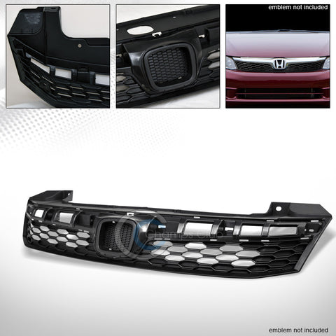 JDM MATTE BLK SI STYLE HONEYCOMB MESH FRONT HOOD GRILL GRILLE 12 HONDA CIVIC 4DR