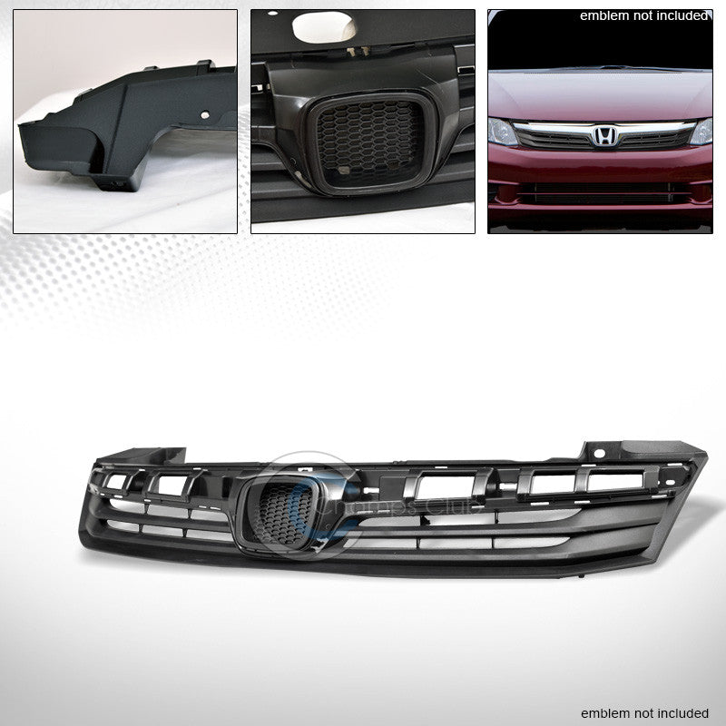 JDM MATTE BLK FACTORY STYLE FRONT HOOD BUMPER GRILL GRILLE 12 HONDA CIVIC 4D/4DR