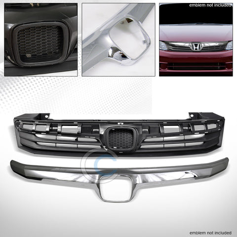 MATTE BLK FACTORY STYLE BUMPER GRILL GRILLE+CHROME TRIM COVER 2012 CIVIC 4D/4DR