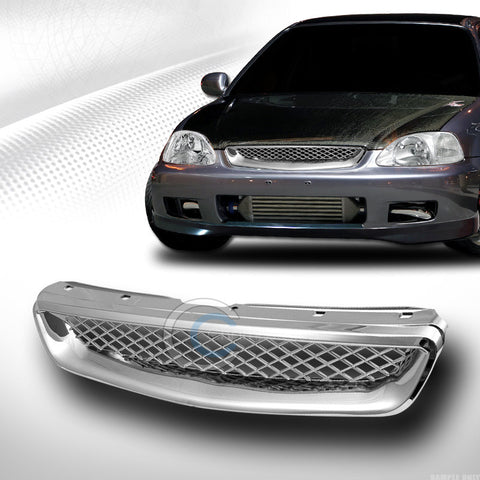 CHROME TR MESH SPORT FRONT BUMPER HOOD GRILL GRILLE 96-98 HONDA CIVIC EK EK9 EJ