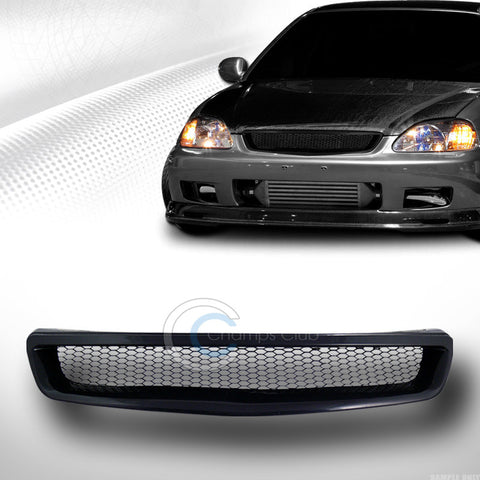 BLACK R TYPE ALUMINUM MESH FRONT BUMPER HOOD GRILL GRILLE 96-98 CIVIC EK EK9 EJ