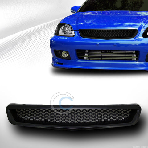 JDM BLK T-R MESH TYPE FRONT BUMPER HOOD GRILL GRILLE 99-00 HONDA CIVIC EK EK9 EJ