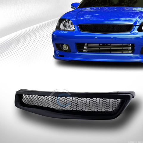 JDM-R BLACK MESH ALUMINUM FRONT HOOD GRILL GRILLE 99-00 HONDA CIVIC EK EK9 1999+