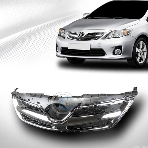 CHROME/BLK OE SPORT MESH FRONT HOOD BUMPER GRILL GRILLE COVER ABS 11-12 COROLLA