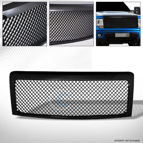 BLACK SPORT STYLE MESH FRONT HOOD BUMPER GRILL GRILLE GUARD ABS 09-14 FORD F150