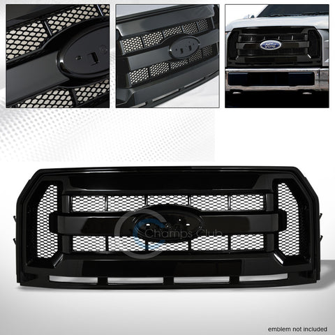 BLACK HONEYCOMB MESH FRONT HOOD BUMPER GRILL GRILLE GUARD COVER 15-16 FORD F150