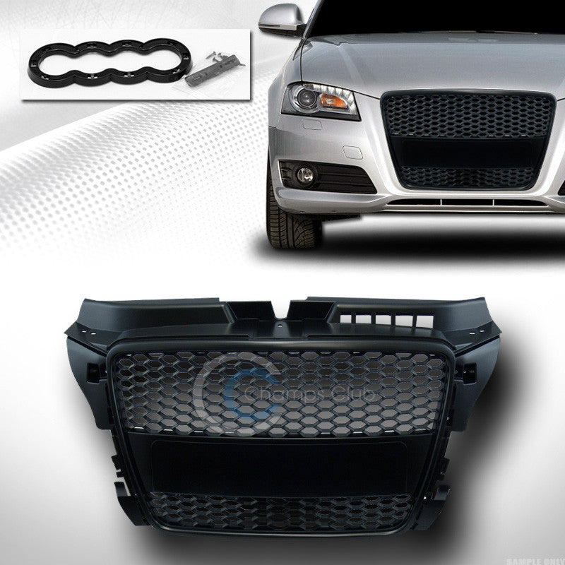 BLK RS HONEYCOMB MESH FRONT HOOD BUMPER GRILL GRILLE GUARD 2008-2011 AUDI A3 8P