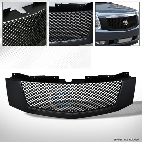 MATTE BLK SPORT MESH FRONT HOOD BUMPER GRILL GRILLE COVER 07+ CADILLAC ESCALADE