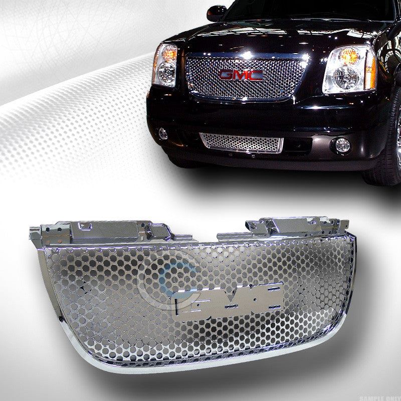 CHROME ROUND HOLE MESH FRONT HOOD BUMPER GRILL GRILLE COVER 07-12 YUKON DENALI